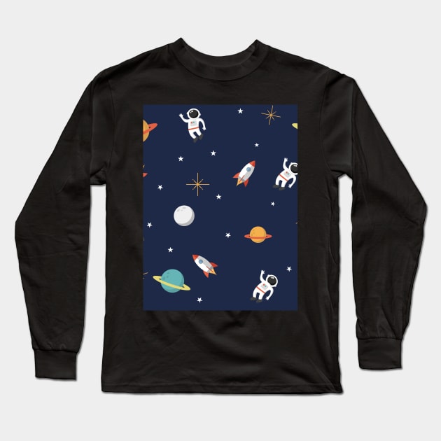 Space Pattern Long Sleeve T-Shirt by burropatterns